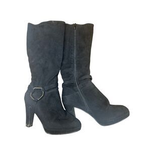 Coach & Four Womens Tall Black Heeled Boots Size 7.5M Suede Upper